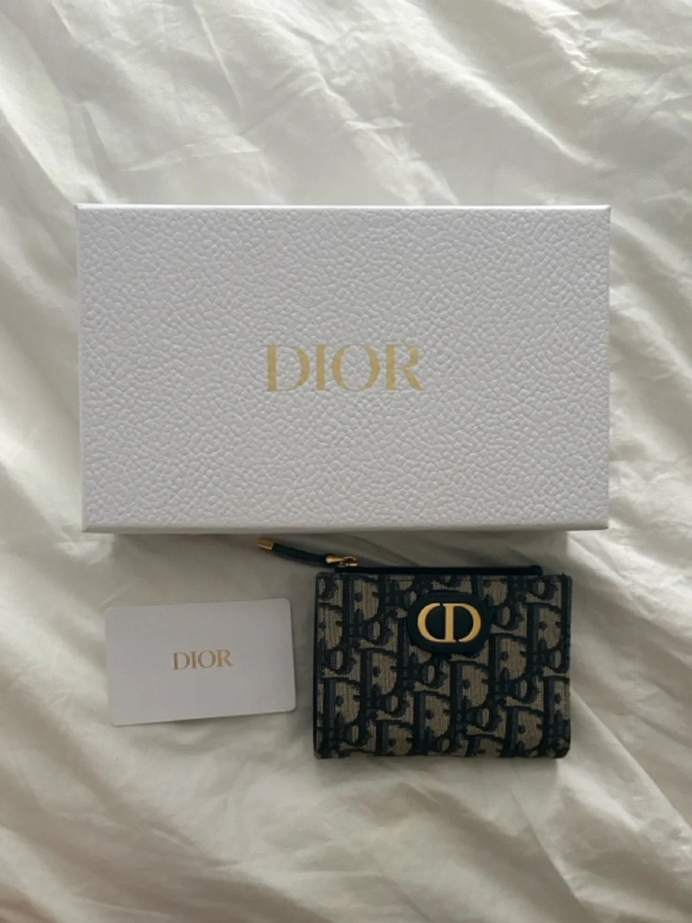 Dior CD Oblique Bifold Wallet in Navy and Beige